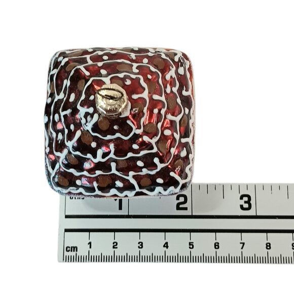 Chocolate Cupcake Glass  Christmas Ornament Marked Poland Drizzle Pastry EUC - Picture 9 of 11